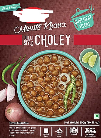 DILLI STYLE CHOLEY, HEAT AND READY TO EAT MEAL, PACKED IN 300G READY TO EAT POUCH.
INGREDIENTS: WATER, CHICK PEAS, TOMATOES, ONIONS, REFINED SUNFLOUR OIL, FRESH GINGER, FRESH GARLIC, GREEN CHILLI, SPICES (CARDAMOM, CINNAMON, NUTMEG, MACE, CUMIN SEEDS, CORIANDER, CLOVES, CURRY LEAVES) SALT, CORIANDER LEAVES, BAY LEAVES.
