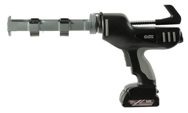 HAND OPERATED SEALANT DISPENSING TOOL USED TO APPLY SEALANT'S. MANUFACTURED FROM METAL AND PLASTIC, POWERED BY A LI-ION REMOVABLE RECHARGEABLE BATTERY. WHEN TRIGGER IS DEPRESSED THE MOTOR IS POWERED AND THE SEALANT IS EXTRUDED OUT OF THE END OF THE APPLICATOR. GOODS SHIPPED IN THEIR OWN CARRY CASE, 30 MINUTES RUNNING TIME, WEIGHT WITH BATTERY 5.2LBS.