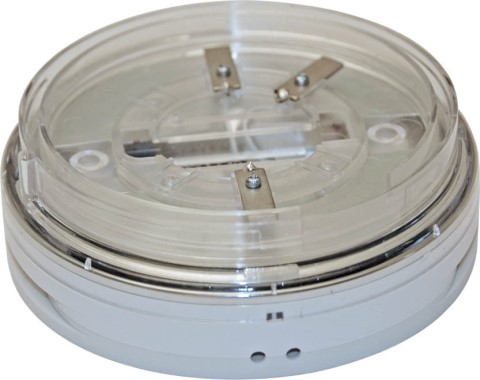 BEACON BASE TO BE USED WITH OPTICAL SMOKE DETECTORS. IT COMPRISES OF A CIRCULAR PLASTIC BASE, TRANSPARENT PLASTIC POLYCARBONATE MOUNTING FOR THE DETECTOR, METAL FASTENERS, SCREWS AND CONNECTORS . IT DOES NOT HAVE AN INTEGRAL SOUNDER OR RECORDING DEVICE AND CANNOT BE USED ON A STAND-ALONE BASIS. ITS PRIMARY FUNCTION IS TO PROVIDE ADDITIONAL VISUAL WARNING OF A FIRE ALARM IN CONJUNCTION WITH THE SOUNDER AND HAS 12 HIGH POWER LED (LIGHT EMITTING DIODES).  IT CAN ONLY BE USED AS PART OF AN ANALOGUE-ADDRESSABLE FIRE ALARM SYSTEM. PRODUCT IS SOLD IN A CARDBOARD BOX.