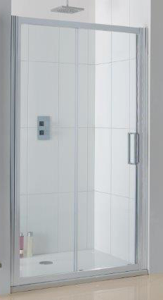 PARTIALLY ASSEMBLED BATHROOM SHOWER ENCLOSURE KIT, EXCLUDING DOOR GLASSES, DESIGNED TO BE MOUNTED AND FIXED BETWEEN TWO WALLS AS A SLIDING DOOR UNIT.
CONSISTING OF: - FIXED PANELS; ONE FIXED PANEL 8MM SAFETY GLASS, FRAMED WITH ALUMINIUM PROFILES & INCLUDING ALL SEALS (MAGNETIC, FOR CLOSING THE DOOR PANELS - PACKAGED SEPARATELY, AND EDGE SEALS FOR SEALING BETWEEN FIXED AND MOVABLE PARTS, INCORPORATING WHEEL ASSEMBLIES FOR EACH CORNER & ALL FIXING DEVICES, SCREWS, WASHERS, COVER CAPS). 
DOOR GLASSES PACKAGED SEPARATELY.