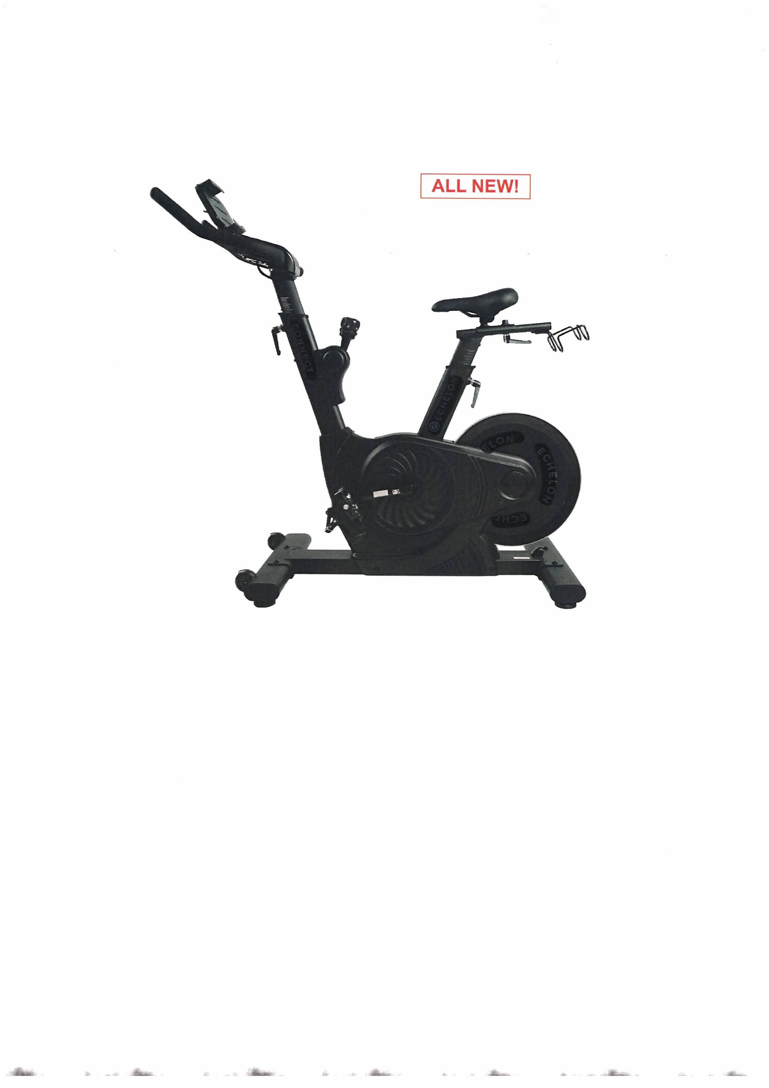 A STATIONARY EXERCISE BIKE SPECIFICALLY TO BE USED INDOORS, EITHER IN A GYMNASIUM OR A PRIVATE HOME. IT IS DESIGNED TO PROVIDE A LOW-IMPACT EXERCISE WHICH DOES NOT PUT A STRAIN ON JOINTS OR MUSCLES. 
THE PRODUCT IS MADE FROM A WELDED POWDER COATED TRIANGULAR STEEL FRAME. WITH PLASTIC TRIMS. THE COLOUR IS BLACK. WITH A COMPACT FOOT PRINT OF 59"L X 23" W THE WEIGHT IS APPROXIMATELY 105LBS. IT IS POWERED BY A CHAINLESS MAGNETIC RESISTANCE SYSTEM. IT HAS A COMPETITION 6 INCH SEAT AND A CONSOLE LEVER-STYLE ADJUSTMENT, A HANDHELD RACK ON SEAT GLIDE AND ATTACHED TO THE REAR OF THE BIKE FRAME ARE TWO WATER BOTTLE HOLDERS.
IT HAS BLUETOOTH CAPABILITIES TO CONNECT ANY SMARTPHONE OR TABLET FOR WIRELESS HEARTRATE MONITORING WITH A BUILT-IN BLUETOOTH SPEAKER. A CONSUL BRACKET IS PROVIDED TO MOUNT A TABLET AND A 2.4 UNIVERSAL SERIAL BUS (USB) PORT TO CHARGE ELECTRONICS. IT HAS A 33 POUND MAGNETIC FLYWHEEL AND A MOTOR PROVIDING 32 RESISTANCE LEVELS WITH AN INDEXING RESISTANCE ADJUSTMENT KNOB TO MAKE THE BIKE EASIER OR HARDER TO PEDAL, TO BURN CALORIES AND BODY FAT WHILE STRENGTHENING THE HEART AND LUNGS BY PROVIDING A CARDIO WORKOUT.
THE EXERCISE BIKE IS USED AS A CARDIO EXERCISE MEDIUM. WHICH CAN BE ALSO BE USED WITH A FITNESS  APPLICATION, TO PROVIDE A VARIETY OF VIRTUAL WORKOUTS AND SPIN CLASSES, EITHER LIVE OR ON-DEMAND, IN A VIRTUAL STUDIO USING A TABLET OR SMARTPHONE. 
TO BE PUT UP FOR RETAIL SALE AND PACKAGED IN A CARDBOARD BOX.