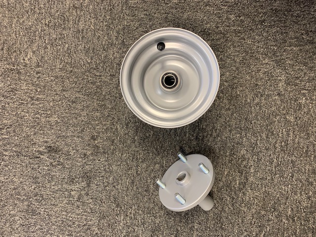 WHEELS AND HUBS FOR GRASS OR HAY MOWERS. IMPORTED FROM CHINA IN SIZES 4.5 X 6", 7 X 8", 6 X 10" & 8.5 X 12".
