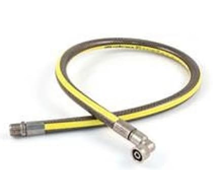 A 1000MM X ½" BSP TM, ½" BORE IN A YELLOW COLOUR. IT IS SUITABLE FOR USE WITH ALL 3 GAS FAMILY TYPES.
THE PRODUCT IS A STAINLESS STEEL 316L CORRUGATED, BRAIDED HOSE WITH A PVC COVERING. 
IT HAS A STAINLESS-STEEL BAYONET END WITH A SWIVEL METAL ELBOW AND A METAL KNURLED LOCKING COLLAR WHICH IS COMPATIBLE WITH BS 669-1 DESIGN AND EN 15069 APPROVED SOCKETS. ALL METAL CONNECTING ENDS ENABLE THE HOSE TO PASS THE HIGH TEMPERATURE TEST OF BS EN 1775. THE HOSE IS BSI APPROVED AND KITEMARKED TO BS EN 14800:2007 AND HAS CE CERTIFICATION.