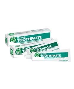 TEA TREE TOOTHPASTE WITHOUT FLUORIDE.
INGREDIENTS: SORBITOL, AQUA (WATER), HYDRATED SILICA, GLYCERINE, PEG-12, FLAVOUR, SODIUM LAURYL SULPHATE, XYLITOL, MELALEUCA ALTERNIFOLIA (TEA TREE) OIL, EUCALYPTUS GLOBULUS LEAF OIL, TITANIUM DIOXIDE, MONOSODIUM PHOSPHATE, XANTHAN GUM, SODIUM HYDROXIDE, SUCRALOSE (NON-NUTRITIVE SWEETENER), GLYCERYL CAPRYLATE.