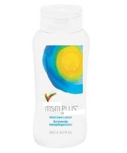 VITAL CARE LOTION, DIMETHYL SULFONE (MSM) PLUS WITH ALOE VERA. TO BE APPLIED TO THE SKIN AND JOINTS. 
INGREDIENTS: ALOE BARBADENSIS LEAF JUICE, WATER (AQUA), DIMETHYL SULFONE, ETHYLHEXYL PALMITATE, GLYCERIN, SORBITAN STEARATE, C12-15 ALKYL BENZOATE, GLYCERYL STEARATE, PEG-100 STEARATE, SIMMONDSIA CHINENSIS (JOJOBA) SEED OIL, CETYL ALCOHOL, BEESWAX (CERA ALBA), DIMETHICONE, CAMELLIA SINENSIS (GREEN TEA) LEAF EXTRACT, CHAMOMILLA RECUTITA (MATRICARIA) FLOWER EXTRACT, BUTYLENE GLYCOL, 1,2-HEXANEDIOL, AMINOMETHYLPROPANOL, XANTHAN GUM, CAPRYLYL GLYCOL, VITIS VINIFERA (GRAPE) SEED EXTRACT, ROSMARINUS OFFICINALIS (ROSEMARY) LEAF EXTRACT, PHENOXYETHANOL, CHLORPHENESIN, DISODIUM EDTA, FRAGRANCE (PARFUM), BENZOIC ACID, SORBIC ACID, CINNAMYL ALCOHOL, ISOEUGENOL, LIMONENE, SODIUM BENZOATE, POTASSIUM SORBATE, CITRIC ACID.
PRESENTED IN A PLASTIC BOTTLE WITH SCREW TOP.