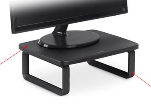 MONITOR STAND MANUFACTURED WITH A PRACTICAL SMART MDF MONITOR BASE WITH HIPS (HIGH IMPACT POLYSTYRENE) SUPPORTING LEGS.