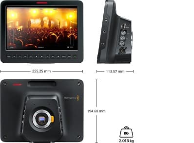 AN ADVANCED STUDIO DIGITAL TELEVISION CAMERA. USED TO BROADCAST FOR LIVE PRODUCTION. THE CAMERA TRANSMITS IMAGES AND DOES NOT RECORD THEM. IT HAS A TOUGH, LIGHTWEIGHT MAGNESIUM ALLOY BODY. THERE IS A 10 INCH VIEWFINDER, MFT LENS MOUNT, TALKBACK, TALLY INDICATORS, PHANTOM POWERED MICROPHONE CONNECTIONS, 3G-SDI AND USER UPGRADEABLE OPTICAL FIBER CONNECTIONS. 
THE CAMERA IS SQUARE SHAPE HEIGHT 194.68 MM X 255.25 MM WIDTH. BLACK IN COLOUR.