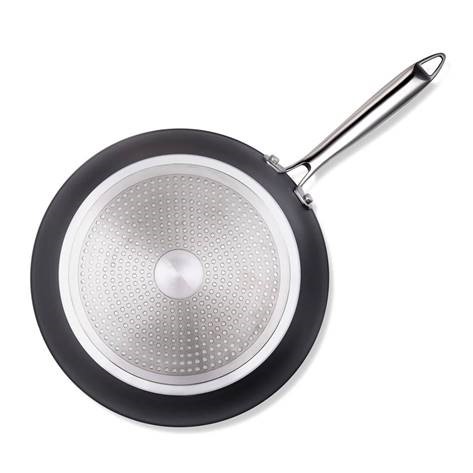 THIS PRODUCT IS A TWO-PIECE FRYING PAN SET.  THE BASE OF THESE FRYING PANS ARE OF NON-CAST ALUMINIUM.  THE PRODUCT HAS A PTFE NON-STICK COATING.  PART OF THE PTFE MATERIAL INCLUDES TITANIUM AND DIAMOND INFUSED COATING.

THE FRYING PAN HAS A GRANITE LOOK AND TEXTURE.