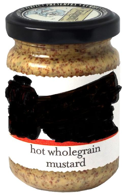 PREPARED HOT WHOLEGRAIN MUSTARD

PUT UP FOR RETAIL SALE IN A 156ML GLASS JAR WITH METAL LID.

INGREDIENTS:- CIDER VINEGAR, MUSTARD SEED, WATER , SPIRIT VINEGAR, SEA SALT, TARRAGON, BLACK PEPPERCORNS, CITRIC ACID , CHILLIES.