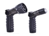 THIS PRODUCT CONSISTS OF TWO FIREMAN'S NOZZLES FOR USE ON A HOSE PIPE, THAT ARE SOLD TOGETHER IN ONE PACK.  THE PRODUCTS IN THE PACK ARE USED AS DIRECTIONAL SPRAY UNITS, AND ARE FOR DOMESTIC USE ONLY.  THE NOZZLES BOTH HAVE A VALVE AND ARE NOT FOR USE ON FIREMAN'S HOSES.

THESE NOZZLES HAVE MULTIPLE SETTINGS THAT AFFECT THE FLOW AND SPRAY OF WATER.  ONE OF THE NOZZLES HAS A THUMB TRIGGER, AND THE OTHER NOZZLE HAS A ROTATING ROSE DESIGN WITH NUMEROUS USER SPRAY OPTIONS. THE NOZZLES HAVE BEEN MANUFACTURED TO FIT A STANDARD HOSE FOR THE UK GARDEN USER.

THE FIREMAN'S NOZZLES CONSIST OF ZINC, TPR (THERMOPLASTIC RUBBER) AND ABS (ACRYLONITRILE BUTADIENE STYRENE).  

THE CONNECTOR FOR THIS PRODUCT HAS AN ALUMINIUM TIP AND PLASTIC HOUSING.

THE PRODUCTS ARE PACKAGED IN A PLASTIC COVER WITH A CARDBOARD BACK.