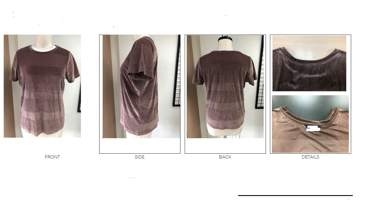 LADIES KNITTED CREW NECK LOOSE- FITTING TEE SHIRT, COFFEE COLOURED WITH SHORT SLEEVES MADE OF POLYESTER AND ELASTANE.
VELVET FEEL/LOOK.