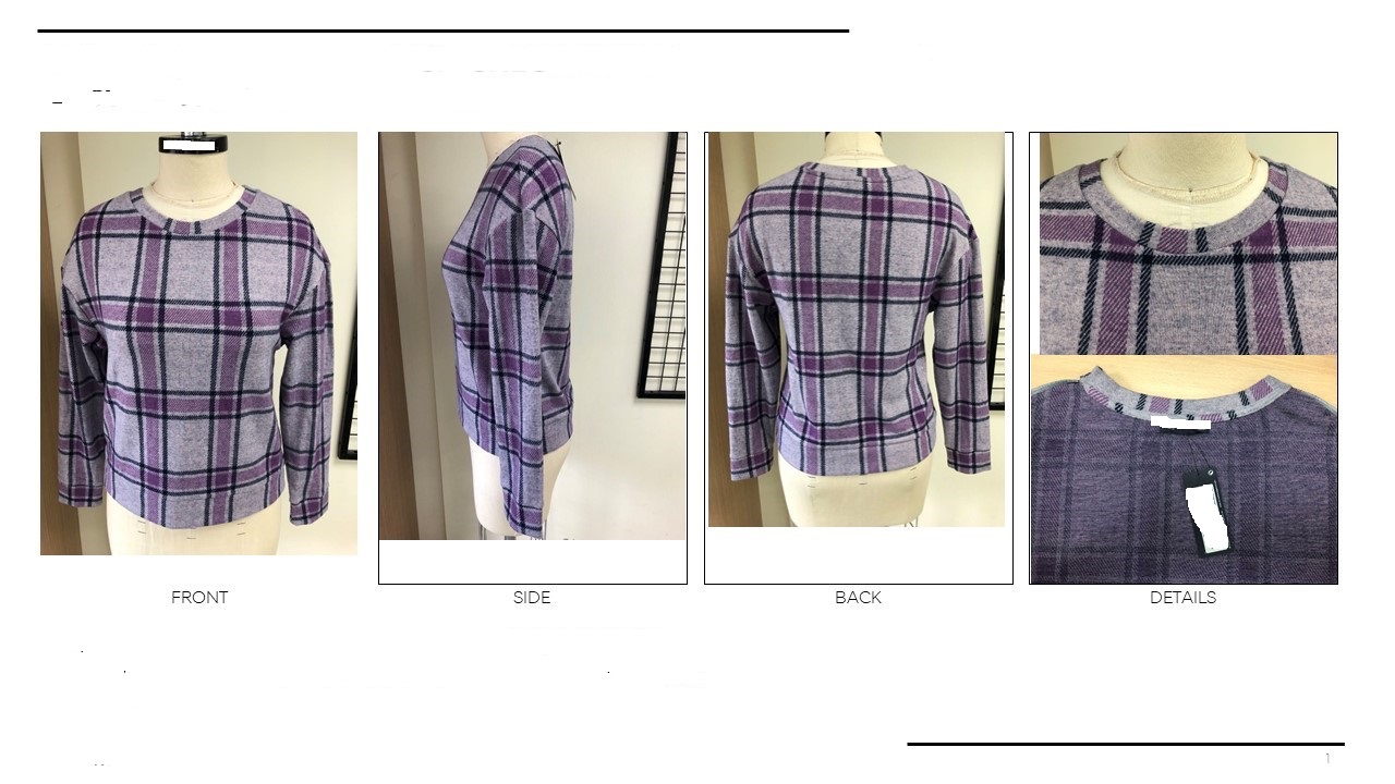 KNITTED LONG SLEEVED PINK CHECKED SWEATSHIRT MADE FROM POLYESTER, VISCOSE AND ELASTANE WITH NO OPENING IN THE NECKLINE.