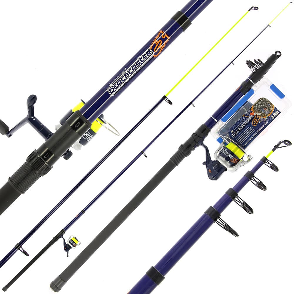 TELESCOPIC FISHING ROD SET

THIS FISHING ROD (2-5 OZ CASTING WEIGHT) KIT CONSISTS OF A 12 FOOT TELESCOPIC FISHING ROD, REEL, LINE AND ACCESSORY SET.

THE REEL IS PRE- SPOOLED WITH A 20LB FLURO YELLOW LINE.

ACCESORY KIT COMES IN A SMALL PLASTIC BOX, THE ACCESSORY SET INCLUDES - TWO SEA RIGS, TWO SEA FEATHERS, FLOAT, SPINNER, TWO FISHING LEADS, SWIVEL, HOOK AND BEADS