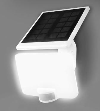 Zidna svjetiljka dimenzija 290 x 178 x 140 mm, sastoji se od kućišta od plastične mase (ABS, PC) s ugrađenim LED izvorom svjetla, solarnom pločom, punjivom baterijom te detektorom pokreta. Tehnički podaci: svjetlosni tok 800-1500 lm, snaga 8-11 W, boja svjetla 4000 K, zaštita IP54.
Svjetiljka je namijenjena za montažu na zid i koristi se za vanjsku rasvjetu (osvjetljavanje prostora oko kuće). Roba je pakirana u kartonskoj kutiji.