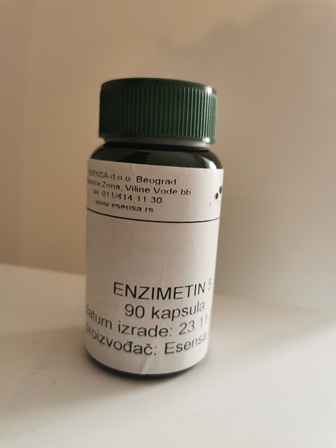 Dodatak prehrani u kapsulama s probavnim enzimima.
Pakiran je u plastičnoj bočici s navojem koja sadrži 90 kapsula.
Sastojci: kapsula (hidroksipropil metil celuloza; bojilo: crveni željezov oksid); tvari za povećanje volumena: mikrokristalinična celuloza, natrijev hidrogenkarbonat; kukuruzni škrob; mješavina probavnih enzima (DigeZyme®: alfa-lipaza, proteaza, celulaza, laktaza, lipaza); tvari protiv zgrudnjavanja: silicijev dioksid, magnezijev stearat.
Upotrebljava se na način da se tri puta dnevno uzimaju 1 – 2 kapsule, ovisno o potrebi i preporuci liječnika, tijekom ili neposredno nakon obroka.