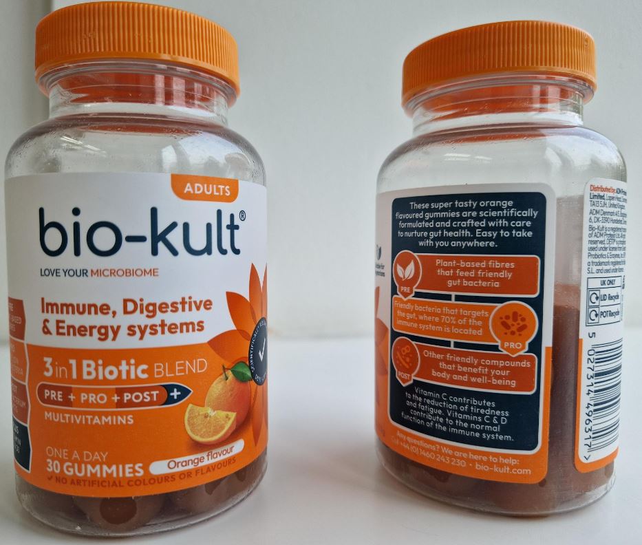 Dodatak prehrani u obliku gumenih bombona, okus naranče. Proizvod sadrži kulture mikroorganizama Bacillus subtilis (DE111) i Bifidobacterium animalis ssp. lactis (BPL1), vitamine C i D, malitol, sorbitol, maltodekstrin, tvar za želiranje, regulator kiselosti,  ekstrakt paprike, steviol glikozid iz stevije. Vitamini C i D doprinose normalnoj funkciji imunološkog sustava. Vitamin C doprinosi smanjenju umora i iscrpljenosti.
Preporučena dnevna doza 1 gumeni bombon dnevno. Proizvod je pakiran u plastičnu bočicu od 105 g (30 x 3,5 g).