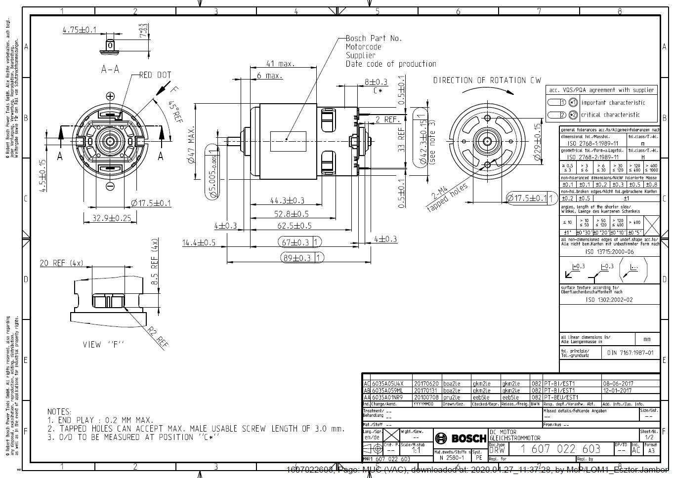 A termék egyenáramú (DC) motor, amely az alábbi jellemzőkkel rendelkezik:
külső átmérő: 47 mm
névleges fordulatszám: 23500 rpm
névleges tápfeszültség: 18 V
kimenő teljesítmény: 699 W
üresjárati áramerősség: 4,5 A
maximális hatékonyság: 75%.
A termék villamos energiát alakít át mechanikai energiává (forgó mozgássá). Akkumulátoros beszúrófűrészbe (GST 18V-Li kéziszerszámba) kerül beépítésre.
A termék anyaga: réz, alumínium, acél