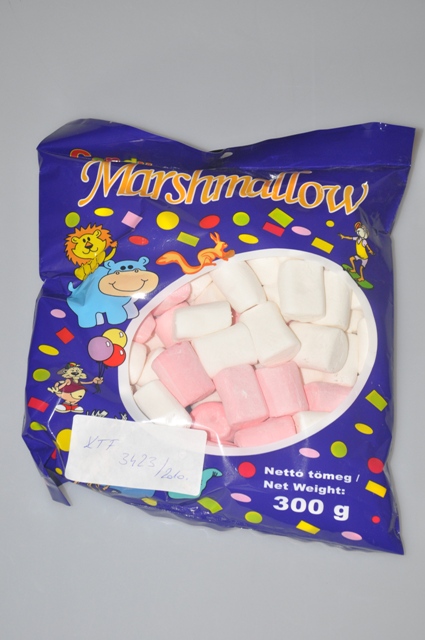 Pillecukorka (marshmallow). Kb. 3 cm hosszú, 2 cm átmérőjű, fehér illetve rózsaszínű, henger alakú, édes vaníliás-gyümölcsös illatú és ízű, puha, kissé rugalmas habosított cukorka.
Cukortartalom: szacharóz: 40,0 m/m%, fruktóz: nyomokban kimutatható
glükóz: 5,6 m/m%, maltóz: 10,7 m/m%, laktóz: nem mutatható ki.                 
Keményítőtartalom: 19 m/m%, tejzsírtartalom: < 1 m/m%
Egyéb észrevételek: 
Meursing kód: 7007
- tejzsír: 	  			≥ 0   <  1,5
- tejfehérje:				≥ 0   <  2,5*
- szacharóz/invertcukor/izoglükóz:	≥ 30  <  50
- keményítő/glükóz: 			≥ 5    <  25