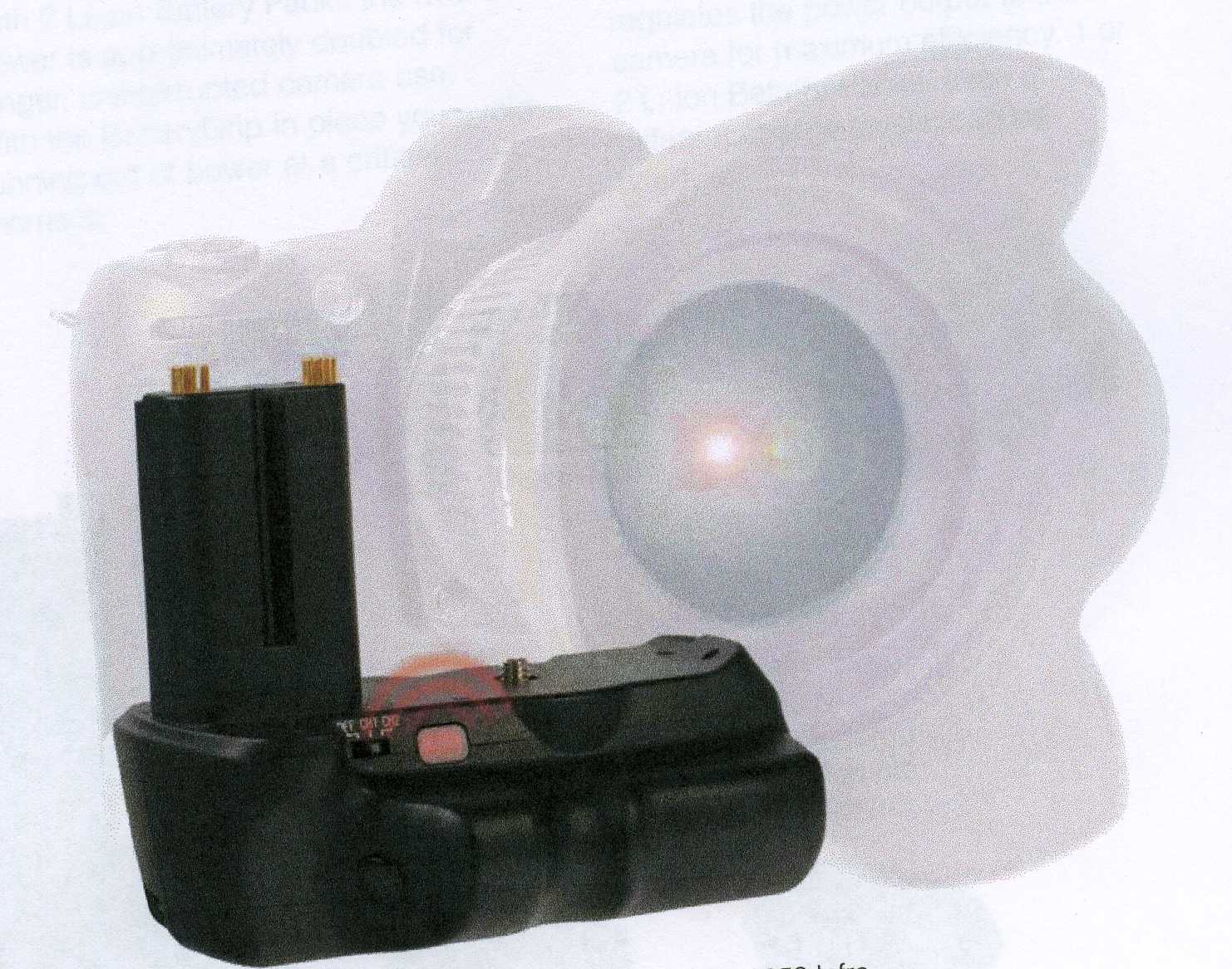 A BATTERY GRIP - THIS IS AN ACCESSORY FOR A DIGITAL SLR CAMERA. IT ALLOWS THE CAMERA TO HOLD ADDITIONAL BATTERIES TO EXTEND THE BATTERY LIFE OF THE CAMERA.  IT ALSO HAS A VERTICAL SHUTTER RELEASE WITH BUILT-IN INFRARED RECEIVER AND REMOTE CONTROL.