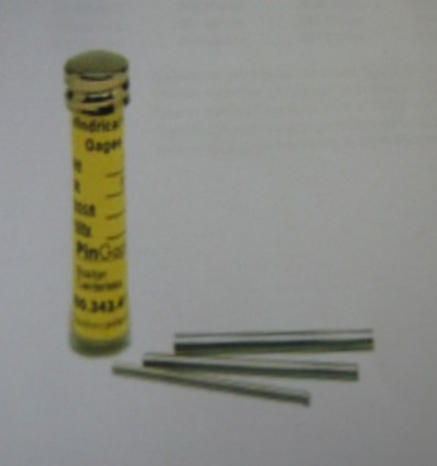 PIN GAUGES USED BY CALIBRATION TO MEASURE DISTANCES IN LASER MICROMETER CALIBRATIONS ON THE MANUFACTURING LINES AND IN QUALITY CONTROL RECEIVING INSPECTION (QCRI) USE THE PIN GAUGES TO CHECK THE INNER DIAMETER OF VARIOUS COMPONENTS TO ENSURE THEY ARE WITHIN SPECIFICATION.
THESES ITEMS ARE MADE FROM HARDENED ALLOY OR HIGH SPEED STEEL