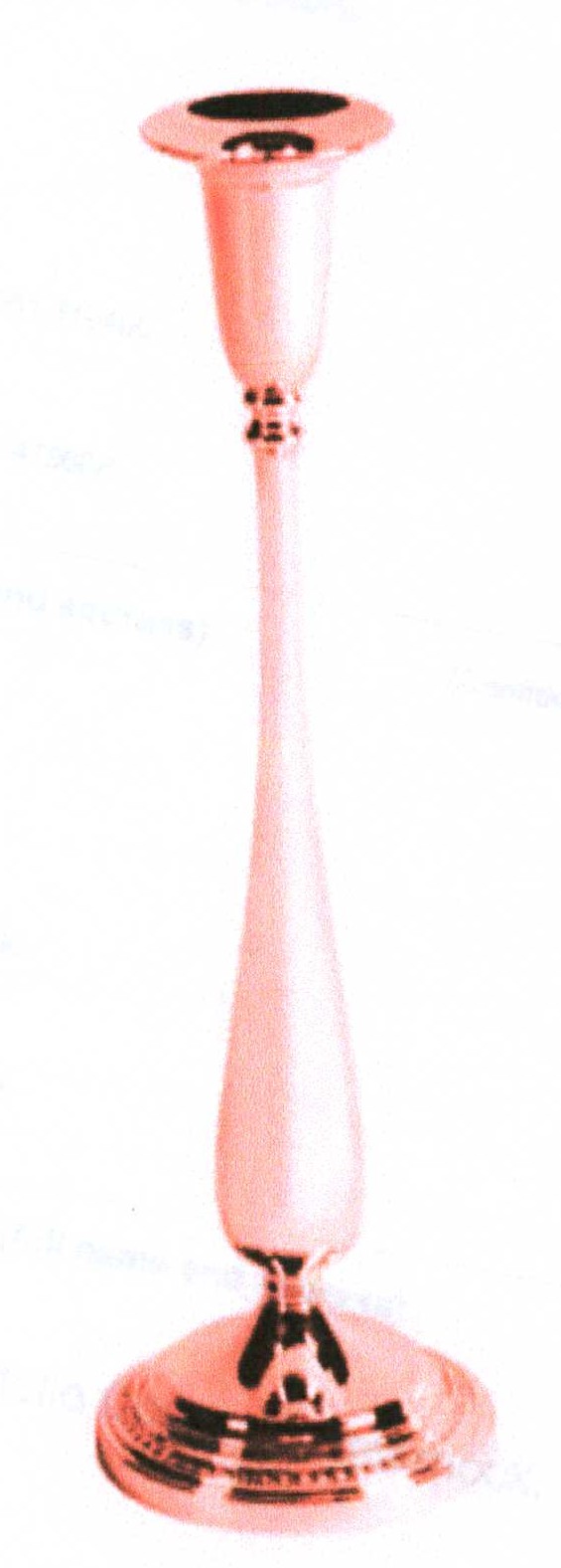 SILVER PLATED CANDLESTICK.
IRON BASE, ELECTRO SILVER PLATED WITH 0.06 MICRONS OF SILVER.