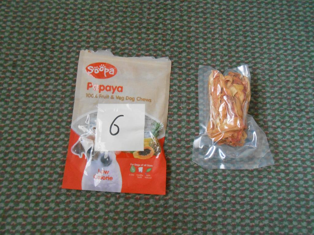 PAPAYA CHEWS. WHILE THE PRODUCT IS FIT FOR HUMAN CONSUMPTION, IT IS  SUPPLIED TO PET STORE CHAINS AND SIMILAR OUTLETS WHERE IT IS SOLD AS HEALTHY DOG TREATS.