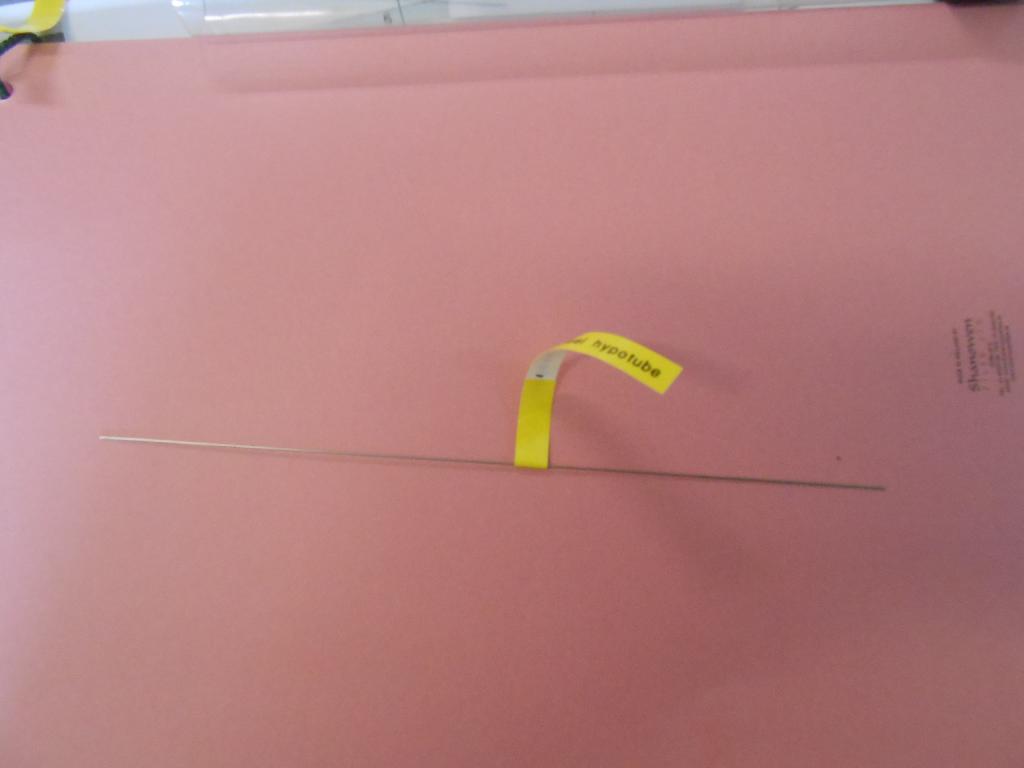 A HYPOTUBE MANUFACTURED FROM AISI 300 OR 400 SERIES STAINLESS STEEL FOR MEDICAL PURPOSES.   IT IS WELDED AND REDRAWN, COLD WORKED AND OR SEAMLESS.  IT IS MADE FROM FLAT STRIP WHICH IS FORMED AND WELDED INTO TUBULAR SECTIONS OF 1.2MM IN DIAMETER.  IT IS THEN PLUG DRAWN ON A PURPOSE BUILT DRAWING BENCH IN ORDER TO SET THE TUBES WALL THICKNESS. IT IS FURTHER WORKED BY ANNEALING AND FURTHER DRAWN TO SIZE