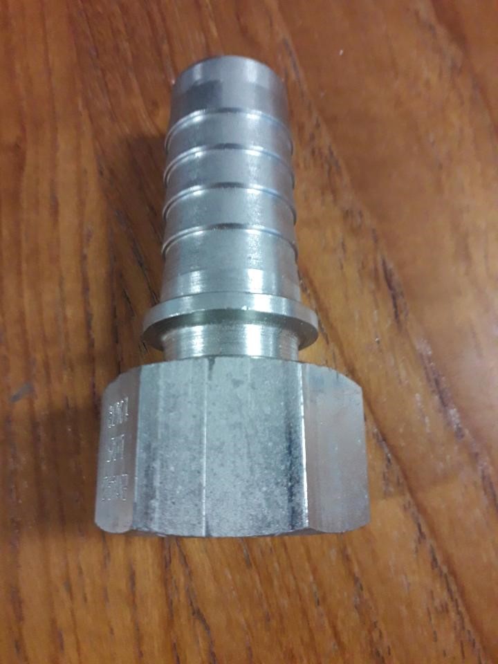 HOSE TAIL CONNECTION MADE FROM CAST STEEL. THE HOSE TAIL END IS CONE SHAPED AND THE OTHER END HAS AN INTERNALLY THREADED NUT CONNECTION. USED TO CONNECT A HOSE PIPE TO ANOTHER PIPE OR SOME OTHER APPLIANCE