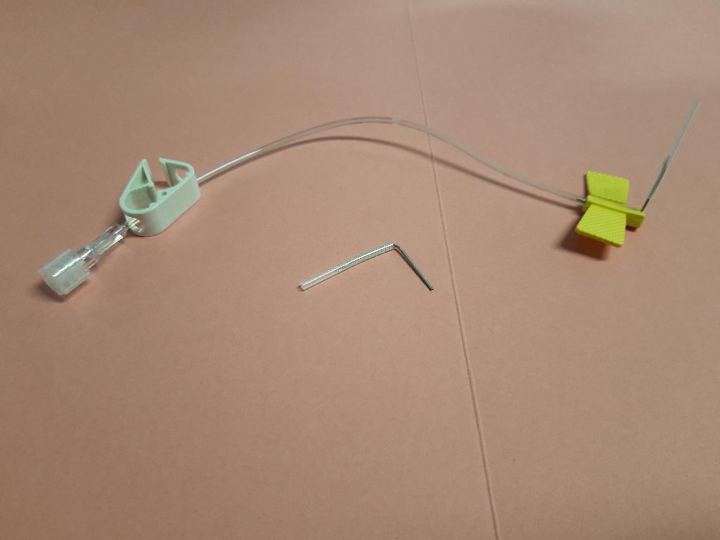 A TUBULAR METAL NEEDLE USED IN THE MANUFACTURE OF A WINGED INFUSION SET WHICH IS USED TO DELIVER CHEMOTHERAPY TO ONCOLOGY PATIENTS.