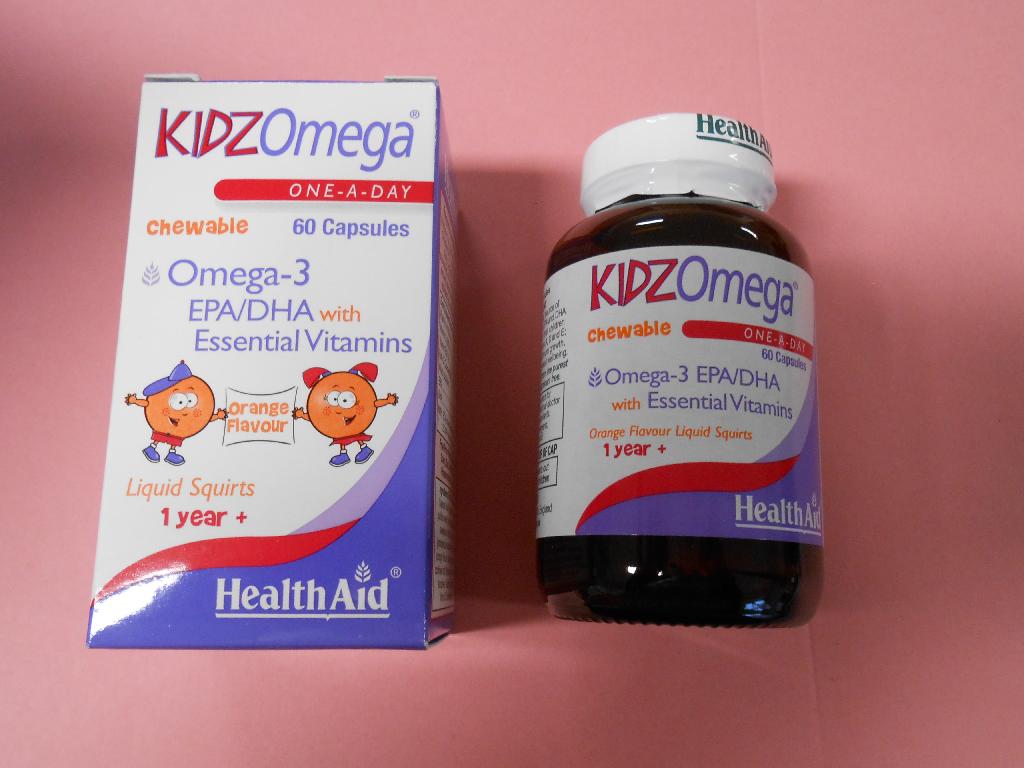 HEALTHAID KIDZ OMEGA  CHEWABLE CAPSULES

KIDZ OMEGA CAPSULES PROVIDE A GREAT SOURCE OF OMEGA-3 ESSENTIAL FATTY ACIDS EPA AND DHA WITH A DELICIOUS ORANGE FLAVOUR THAT CHILDREN WILL ENJOY. TOGETHER WITH VITAMINS A,D AND E: KIDZ OMEGA CONTRIBUTES TO THE MAINTENANCE OF OPTIMUM GROWTH, SUPPORT BRAIN DEVELOPEMENT AND OVERALL WELL-BEING.