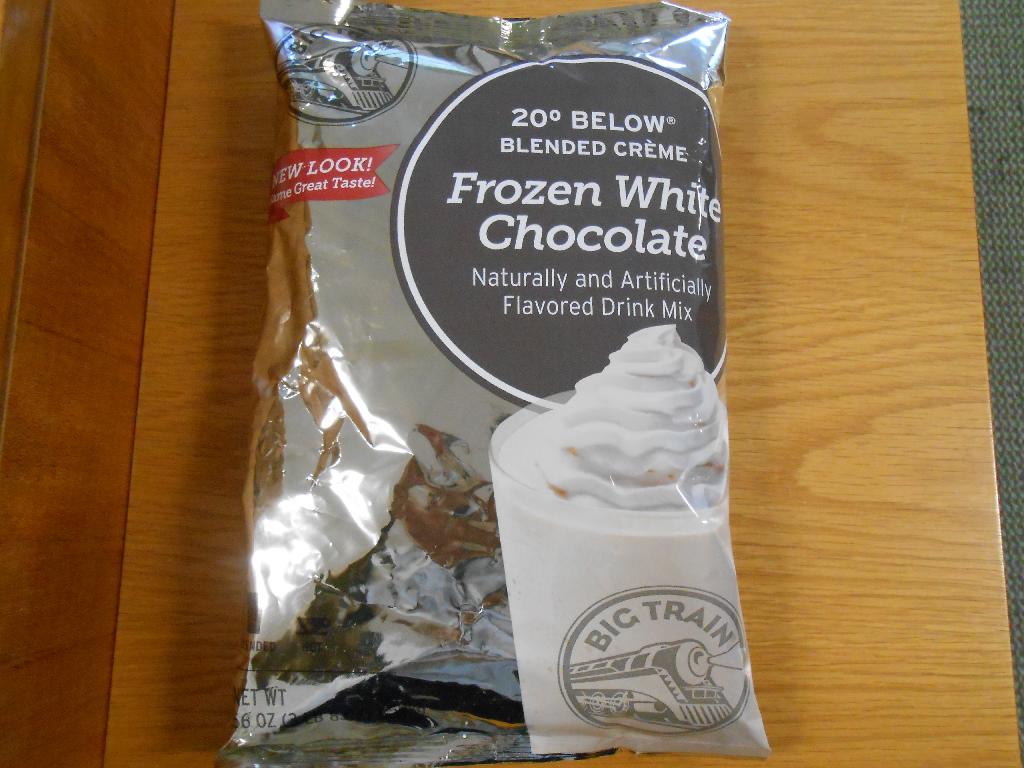 A WHITE CHOCOLATE FLAVOURED POWDER MIX MADE FOR USE IN COLD BEVERAGES AND DESSERTS.