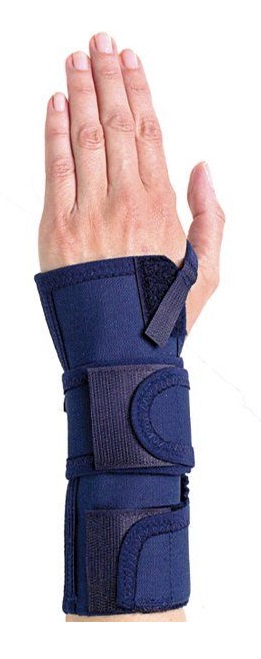 WRIST SUPPORT OF OPEN MODEL MADE FROM FIRM, WOVEN ELASTIC MATERIAL. THE BRACE HAS A VOLAR METAL STAY THAT IS REMOVEABLE AND CAN BE SHAPED ACCORDING TO THE PATIENTS NEED. THE WRIST SUPPORT HAS INTEGRATED STRAPS FOR PROPER SUPPORT AND ALLOWS ADJUSTMENTS TO INDIVIDUAL FIT. STRAPS ARE CLOSED BY MEANS OF VELCRO. BASIC WRIST SUPPORT IS INTENDED TO OFFLOAD THE WRIST BY RESTRICTING  FLEXION IN THE WRIST. BY RESTRICTING FLEXION, THE WRIST MAY REST AND THIS MAKES THE BRACE SUITABLE FOR TREATMENT OF INFLAMATION DUE TO RHEUMATOID ARTHRITIS OR OVERSTRAINED MUSCLES OR TENDONS. RESTRICTED FLEXION CAN ASO BE IMPORTANT IN POST-TRAUMATIC OR POST-OPERATIVE TREATMENT. 
THIS BRACE SHOULD BE FITTED BY A MEDICAL TRAINED PERSON.

ORTHOSES THAT ENCOMPASS THE WRIST JOINT AND THE WHOLE OR PART OF THE HAND.
COMPOSITION AS PER LABEL: COTTON 74%, POLYAMIDE 19%, ELASTANE 7%