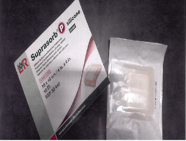 WOUND CARE SELF ADHESIVE STERILE DRESSING FOR MEDICAL USE PUT UP IN FORMS FOR RETAIL SALE
THE PRODUCT IS A THREE-LAYERED WOUND DRESSING MADE FROM A SOFT SILICONE WOUND-CONTACT COATING, A POLYURETHANE FOAM LAYER AND A POLYURETHANE BASE LAYER. THE SILICONE FOAM DRESSING HAS AN ADHESIVE EDGE.