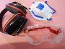 SAFETY KIT COMPRISING OF A P2V MASK, SAFETY GLASSES WITH LENSES OF PLASTIC AND AN EAR DEFENDER. THE 3 PIECE KIT IS PRESENTED IN A PLASTIC BAG.