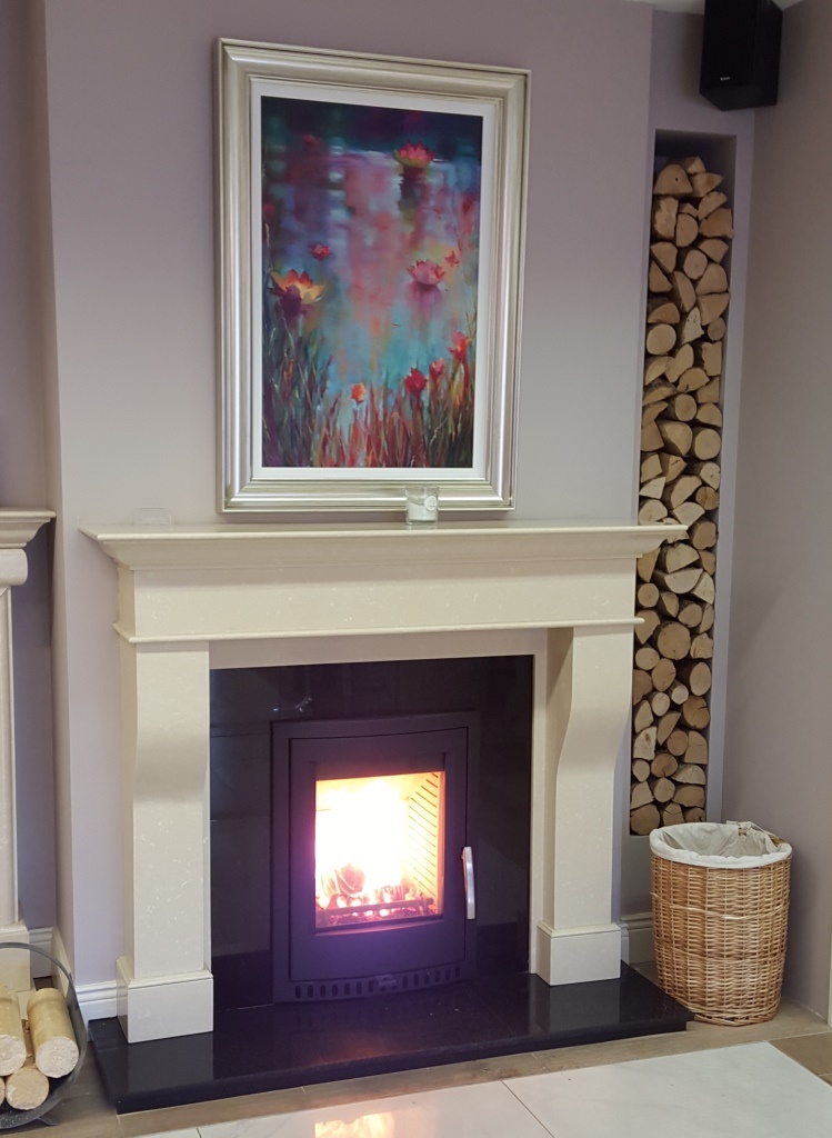 High Post Fireplace Ivory Pearl Cream Granite