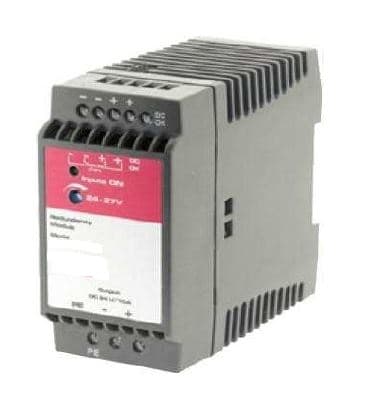 INDUSTRIAL POWER SUPPLY

A MODULE WHICH ALLOWS TWO POWER SUPPLIES OF THE SAME TYPE TO SHARE THE OUTPUT LOAD CURRENT. THE MODULE ALSO PROVIDES REDUNDANCY, IT ENSURES THE FULL LOAD CURRENT IS SUPPLIED EVEN IF ONE OF THE POWER SUPPLIES FAILS. IT IS FOR A VOLTAGE NOT EXCEEEDING 1000VOLTS.

DIMENSIONS: 45(W) X 90(H) X 96.5MM(D). WEIGHT 260G