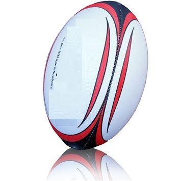 RUGBY BALL. 

INFLATABLE RUGBY BALL. IT IS USED FOR MATCHES AND TRAINING.

IT IS MADE FROM LAMINATED PLASTIC. IT HAS HANDSTITCHED PANELS, A RUBBER INNER BLADDER AND AN INFLATION VALVE. IT COMES IN TWO DIFFERENT SIZES, 4 AND 5.