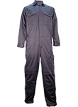 Work Coverall, FR, ARC, Anti-Static
Work wear
Woven,  Made from 50/49/1 Modacrylic/Cotton/Anti-Static
Contrast colour upper front/back yoke.
2 Chest pockets with angled and studded flaps.
1 sleeve pocket angled flap and Velcro closure.
Concealed front zip with two-way opening.
Action back for additional mobility.
Internal adjustable elastic mechanism to allow waist fit altering.
Cuffed sleeve ends with Velcro adjustable flaps.
Reflective piping on upper front and back.
2 Front side access pockets with flap closure.
1 back right had side hip pocket with flap and Velcro closure.
1 left leg patch pocket with flap and Velcro closure.
Zip and flap in the lower outside legs.
Stud adjustments on the leg ends.
Knee reinforcement pockets allowing for removable knee pads .
Standard colour: Navy with Royal Blue shoulders
Sizes: XS, S, M, L, XL, XXL