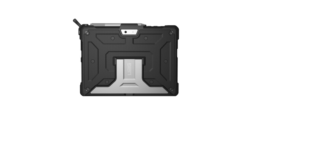 A protective cover with a stand for a tablet.  It covers only the back and sides of a device.
The protective cover is made from thermoplastic polyurethane with a stand made of aluminium.
It weighs 10.04oz.  It is 10.16 inches high, 7.56 inches wide and 0.5 inches deep.  It is impact resistant, it has traction grip, an adjustable stand and a surface pen holder.  The cover can also be adjusted to accommodate a keyboard.