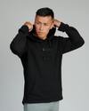 Men's Hooded Jumper made of 80% Cotton and 20% Polyester. Black in colour.
Knitted