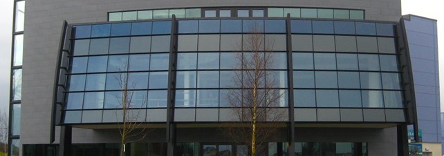 The curtain wall can be described as a thin aluminium-framed wall which when completed will contain in-fills of glass. The framing is attached to the building structure and does not carry the floor or roof loads of the building.
Window frame
Aluminium
Unassembled Curtain Wall – without the glass