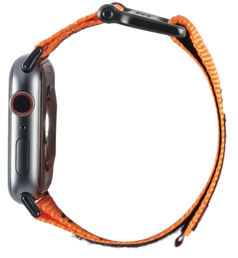 STRAP/BAND FOR SMARTWATCH. 

IT IS MADE FROM A HIGH STRENGTH NYLON WEAVE WITH A PROPRIETARY STAINLESS-STEEL HOOK & FASTENER. THE PROPRIETARY FASTENER MEANS THE STRAP/BAND CAN ONLY BE USED WITH A PARTICULAR BRAND OF SMARTWATCH.