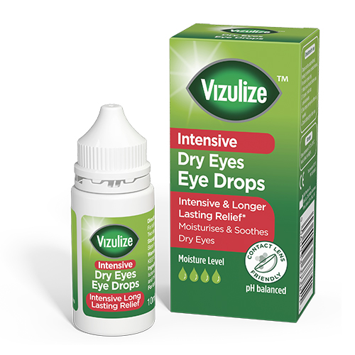 INTENSIVE DRY EYE DROPS (0.3% HA).
IT IS USED FOR THE RELIEF OF THE SYMPTOMS OF DRY EYE DAY & NIGHT WHICH GIVES PROLONGED RELIEF BY LUBRICATING AND SOOTHING REFRESHING TIRED EYES AND IS KIND TO SENSITIVE EYES.
SODIUM HYALURONATE 0.3% IN AN ISOTONIC BUFFERED SOLUTION, PHMB (POLYHEXAMETHYLENE BIGUANIDE) 0.0001%.
THE ADVANCED FORMULATION FEATURES THE HIGHEST LEVEL OF THE NATURAL TEAR LUBRICANT, SODIUM HYALURONATE TO MORE INTENSIVELY MOISTURISE AND HYDRATE.
FORMULATED TO BE NATURALLY KIND TO EYES, THE INTENSIVE DRY EYE DROPS ARE PH BALANCED TO THE EYE’S TEAR FLUID SO AS NOT TO STING ON APPLICATION. 
SUITABLE FOR USE WITH ALL CONTACT LENSES ISOTONIC SOLUTION
THIS PRODUCT IS IN LIQUID FORM DISPENSED BY USE OF DROPPER IN 10ML BOTTLES & IS PUT UP FOR RETAIL SALE WITH INDICATIONS OF DOSAGE AND USE.