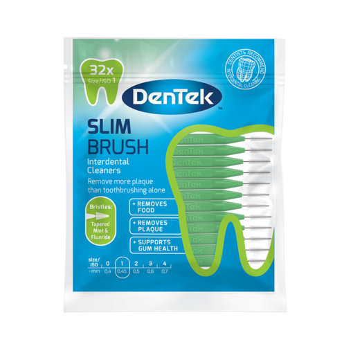 Interdental brushes.  A conical tapered mint & fluoride brush that narrows at the tip and is used to clean between the teeth.  They are also useful for cleaning braces.  32 per pack.