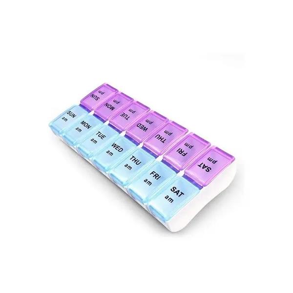 Twice-A-Day Weekly Pill Organizer
This 7 day pill box lets you organise medication for the morning (AM) & evening (PM). Colour coded, see-through lids with tabs for easy-opening make it easy to double check that you've organised & taken your pills correctly.
The pill box is made of polypropylene.