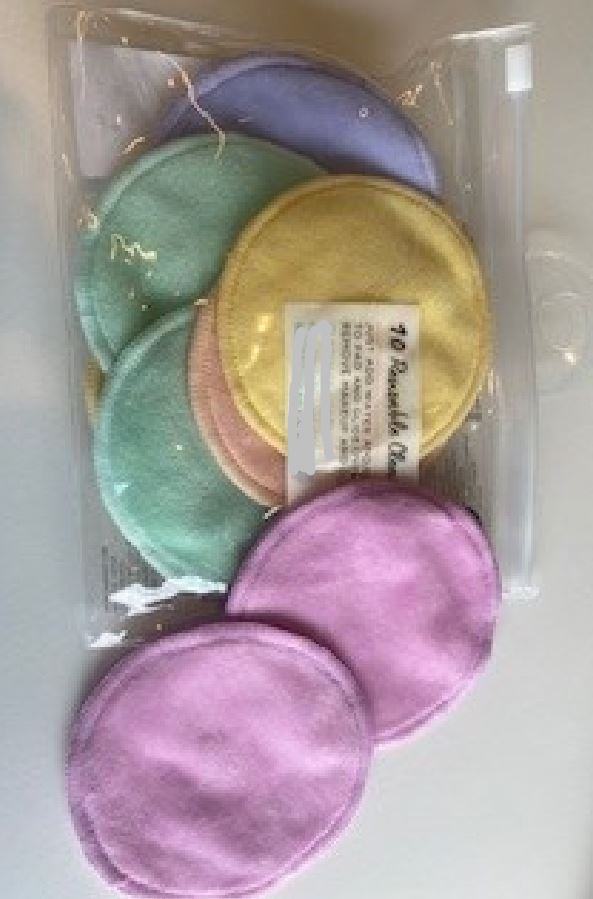 Reusable pads used for make up removal and cleansing. The pad is made of double layer of  knitted polyester fabric with no fillings.