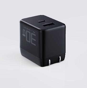 USB Charger. 

It is a 30W fast charger which includes 2 charging ports – 1x Type C & 1x Type A. It has an input voltage range of AC 100V-240V and an output voltage range of DC 5V-20V. It uses Gallium Nitride for efficient, low heat, fast charging. 

It measures 41.40 x 31.40 x 37.90 mm.