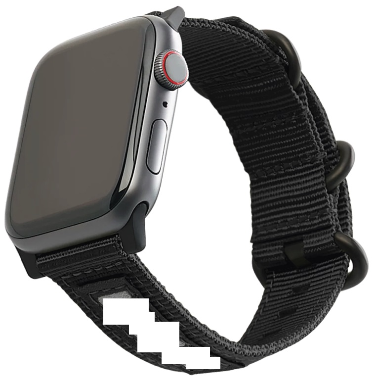 Strap/band for smartwatch. 

It is made from high strength nylon weave with a proprietary stainless-steel hook & fastener. The proprietary fastener means the strap/band can only be used with a particular brand of smartwatch.
It measures L: 10.5in x W: 1.25in x D: 0.15in and weighs 2lbs.