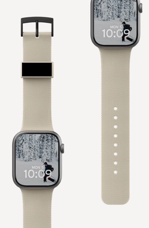 Strap/band for smartwatch. 

It is made from silicone with a proprietary stainless-steel hook & fastener. The proprietary fastener means the strap/band can only be used with a particular brand of smartwatch.
It measures L: 10.5 in, W: 1.25 in, D: 0.15 in and weights 0.13lbs.