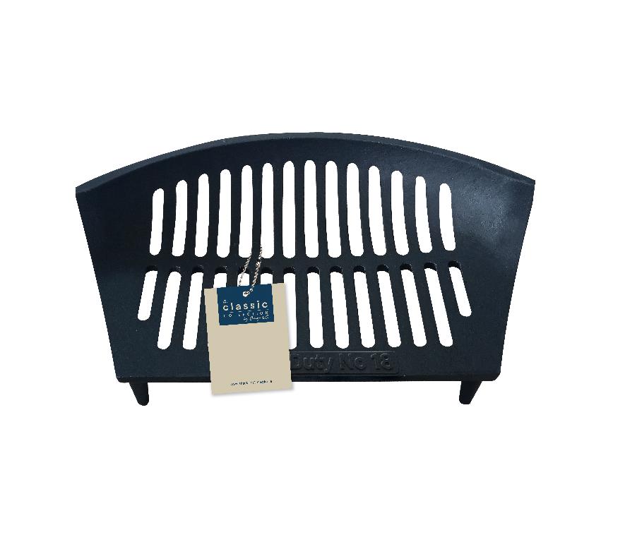 The product is a fire grate
Image of product is attached - Length is 38cm, width is 27cm, height is 11cm
Product is made of Iron
Cast Iron